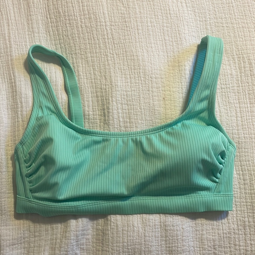 Teal ribbed swimsuit top
